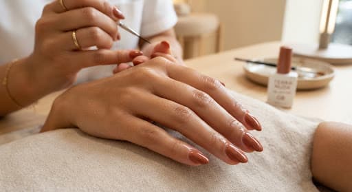Manutenção com Esmaltação em Gel Nude Chic